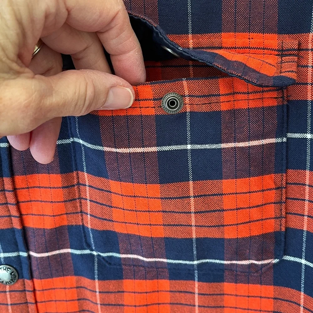 The North Face Plaid‎ Shacket Men’s Large Insulated Jacket Blue Orange Hiking